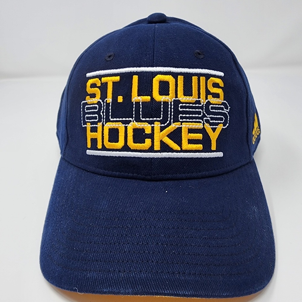 Adidas St Louis Blues Hat L/XL NHL Hockey Navy Blue Fitted Embroidered Cap New